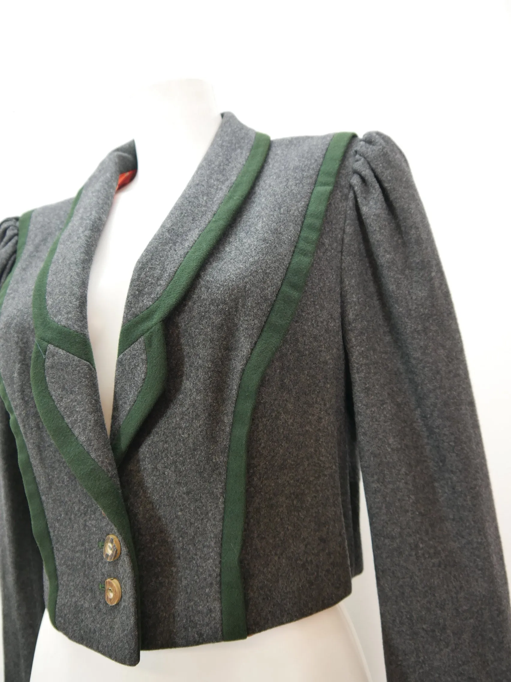 Lodenfrey grau Spencer Schurwolle fesche kurze Trachtenjacke Jacke Gr.38